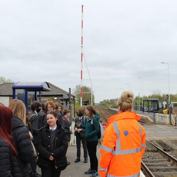 Students at Heighington Station