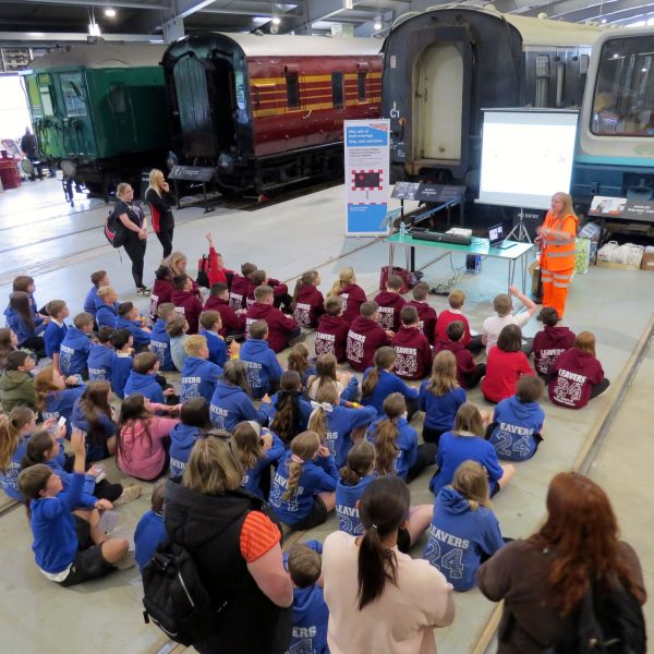 Primary school students at Bishop Line Rail Safety Event