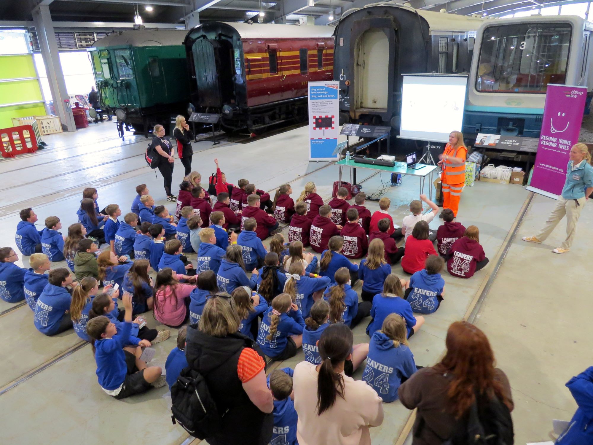 Primary school students at Bishop Line Rail Safety Event