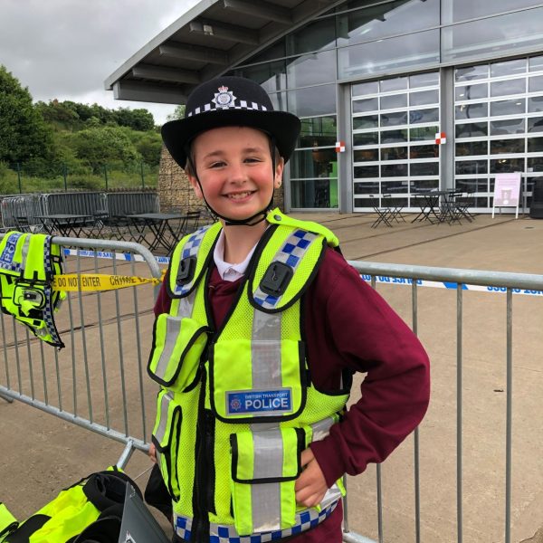 St John's CE Primary Student in British Transport Police uniform