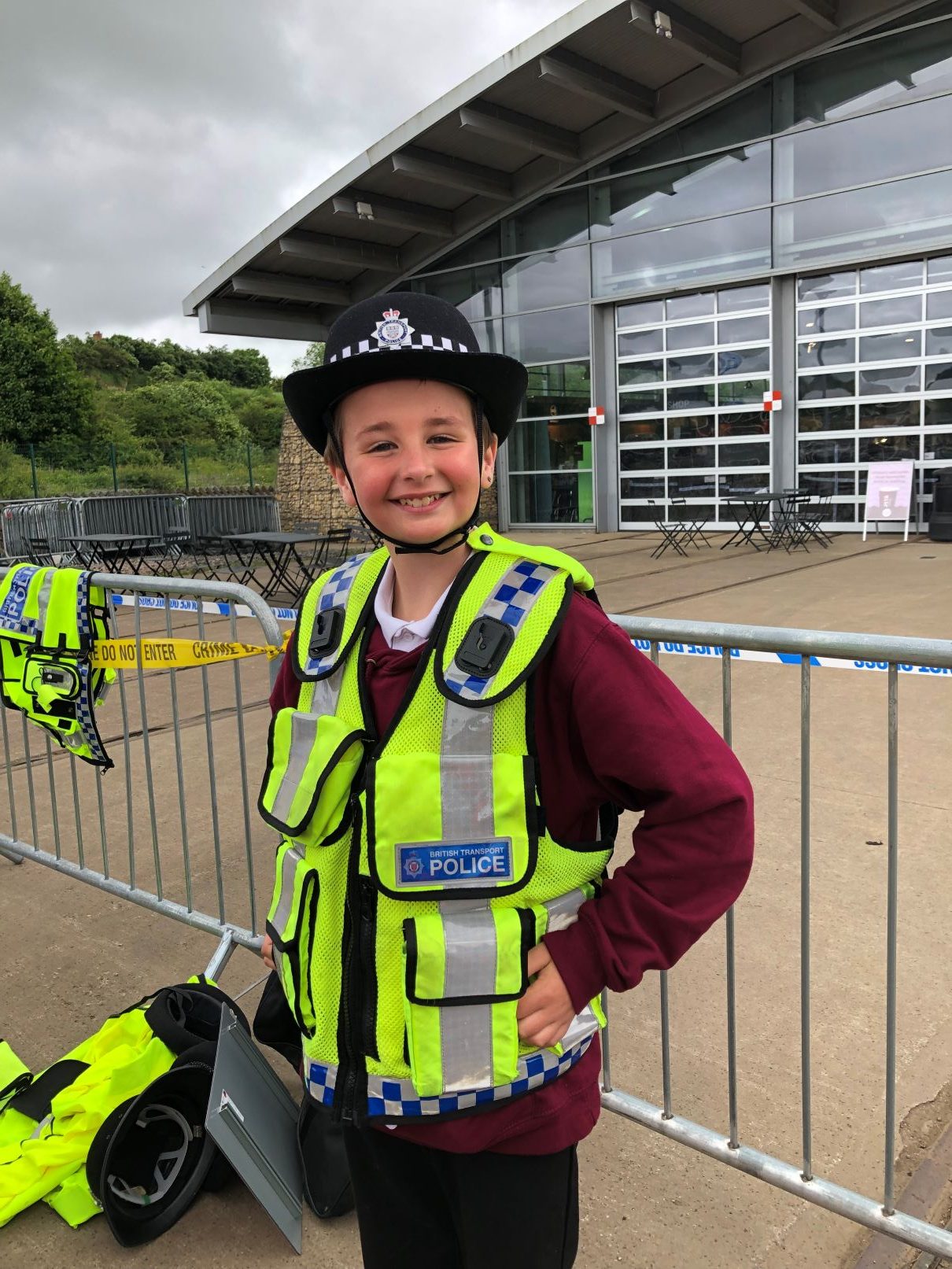 St John's CE Primary Student in British Transport Police uniform