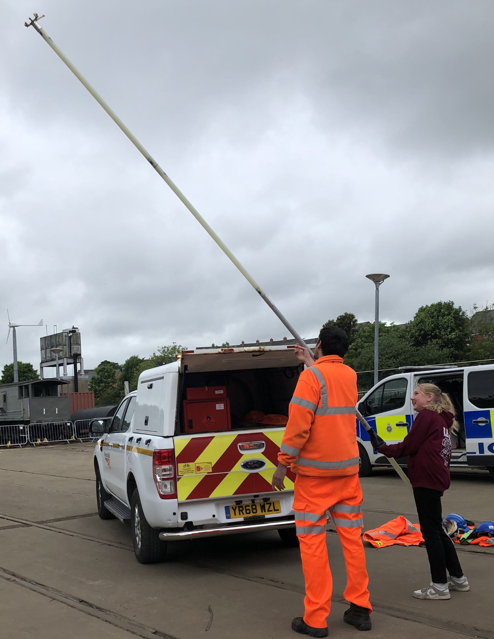 Student testing Network Rail equipment