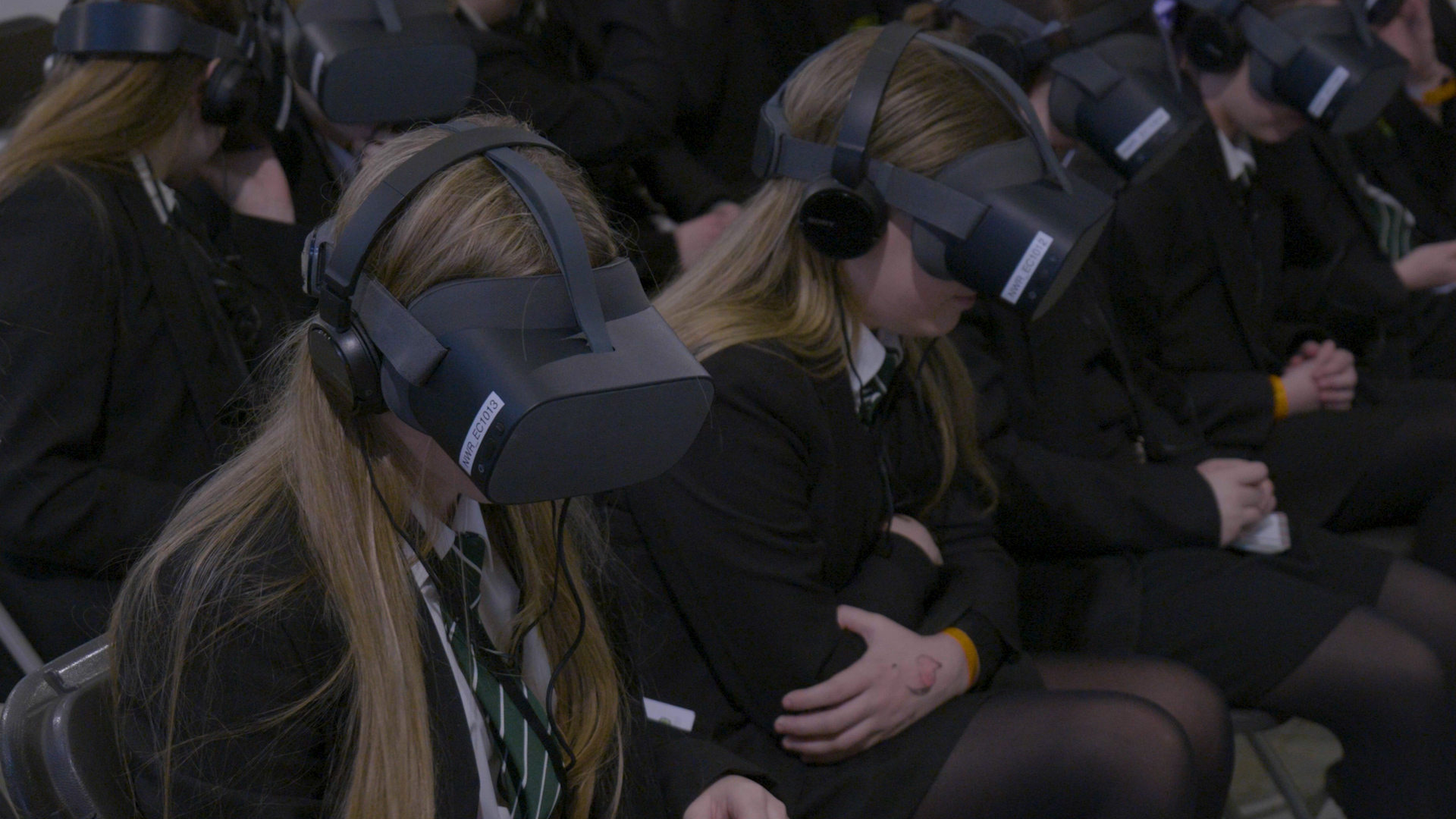 Students using Virtual Reality headsets