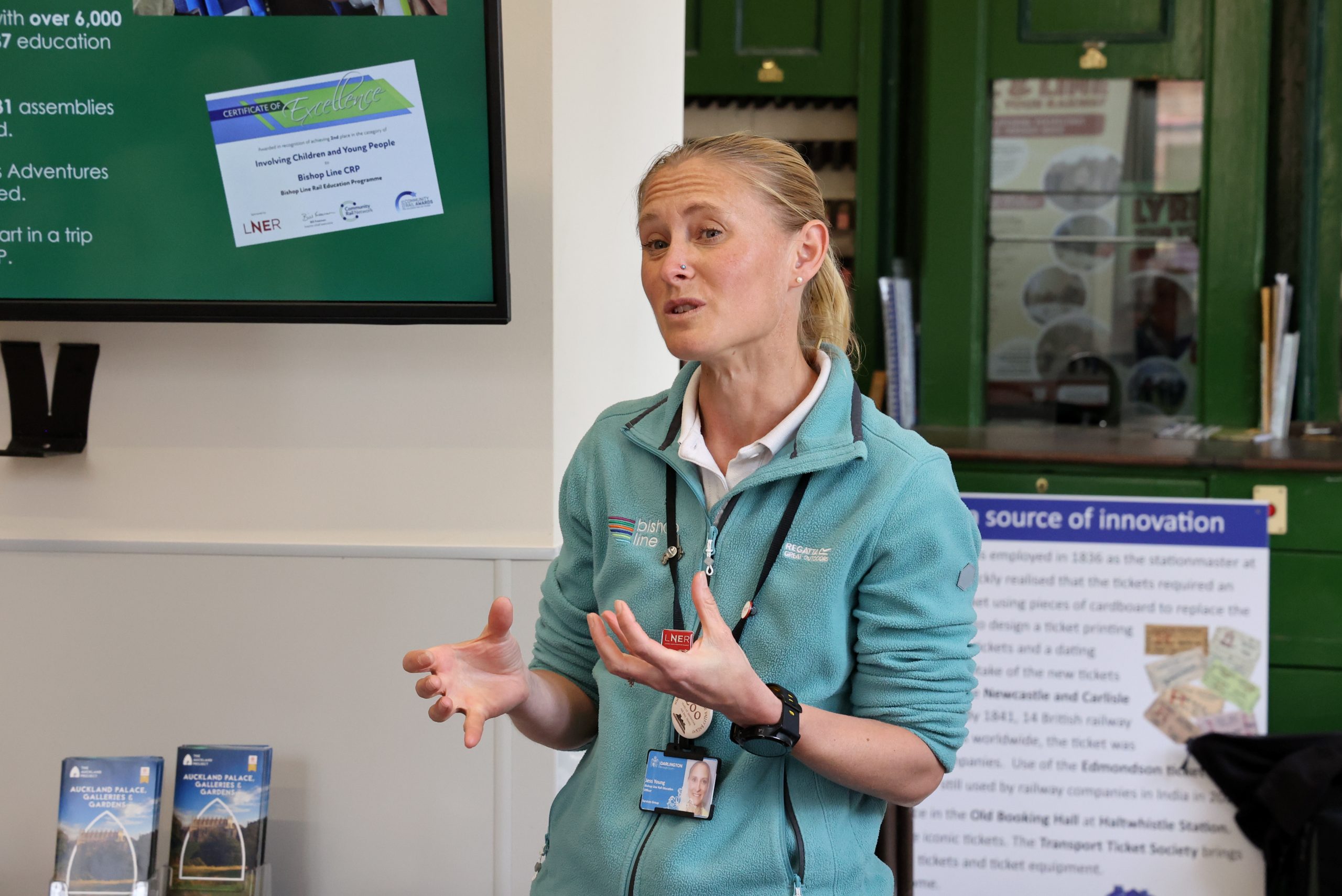 Jess Young talking about Bishop Line Rail Safety programme